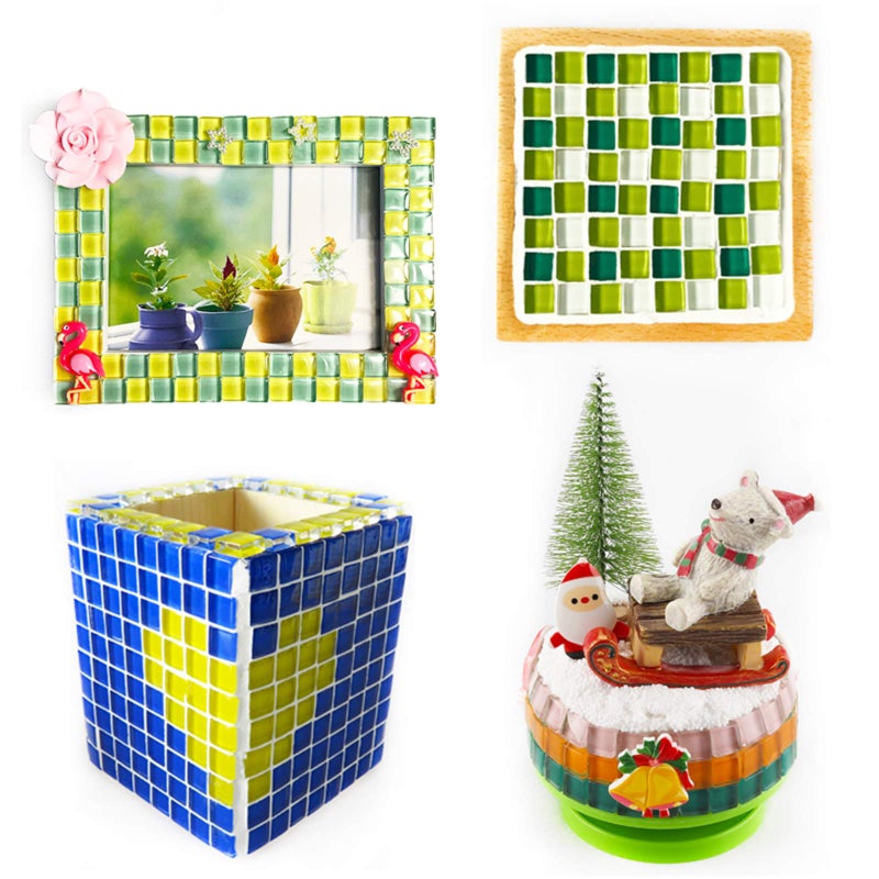 PINUO&KE 200 Pieces / 200 g Square Shapes 1x1 cm Square Ceramic Mosaic Mosaic Tiles for Crafts  Colorful Stained Glass Pieces for Mosaic Projects - Silver - Image 5